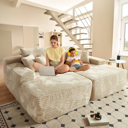 Divano a due posti OVIOS lungo in peluche, senza bisogno di montaggio