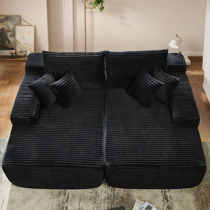 Divano a due posti OVIOS lungo in peluche, senza bisogno di montaggio