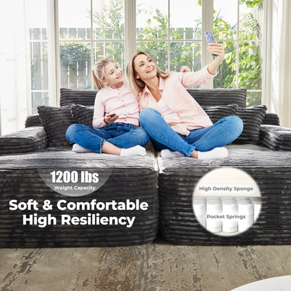 Divano a due posti OVIOS lungo in peluche, senza bisogno di montaggio