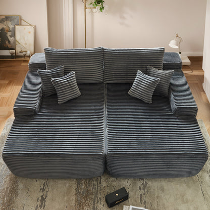 Divano a due posti OVIOS lungo in peluche, senza bisogno di montaggio