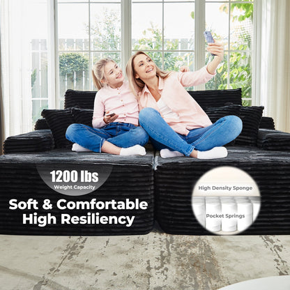 Divano a due posti OVIOS lungo in peluche, senza bisogno di montaggio