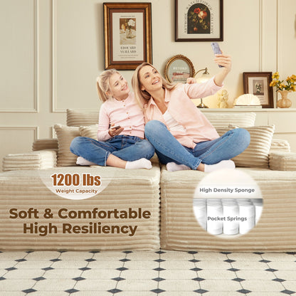 Divano a due posti OVIOS lungo in peluche, senza bisogno di montaggio