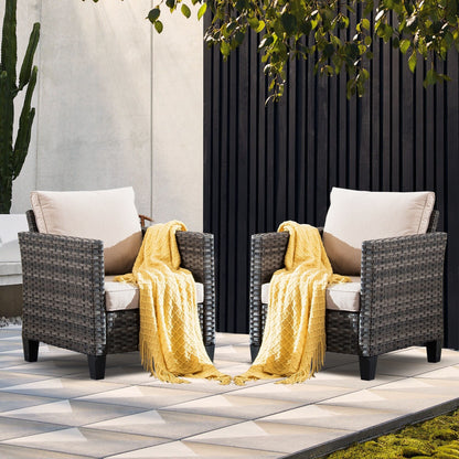 Set di sedie da conversazione in vimini per patio esterno OVIOS