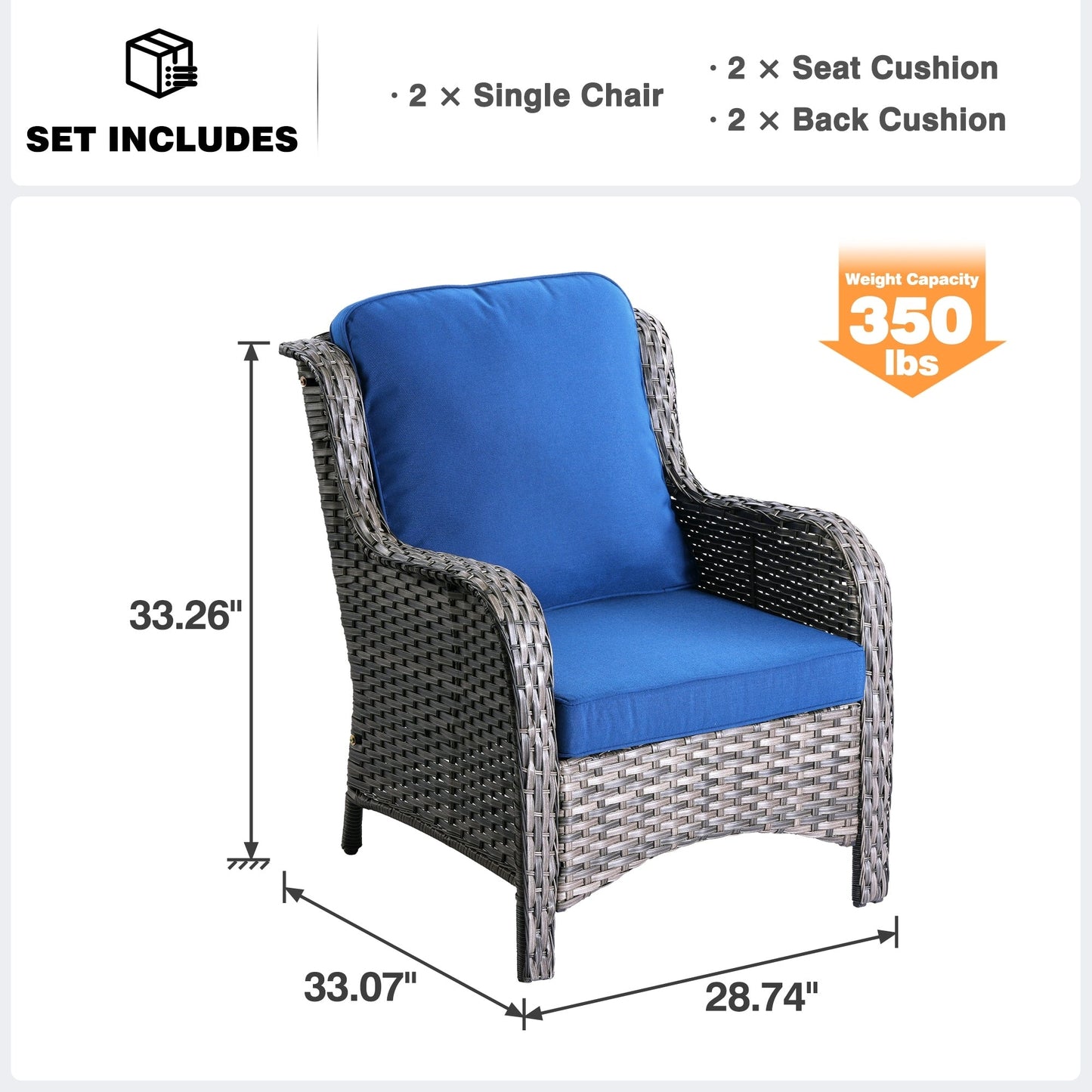 Set di 2 sedie da giardino in vimini OVIOS