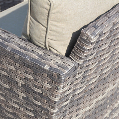 Set di mobili da giardino in vimini OVIOS da 7 pezzi con sedie a dondolo girevoli