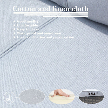 Set di mobili da giardino in vimini OVIOS da 7 pezzi con sedie a dondolo girevoli