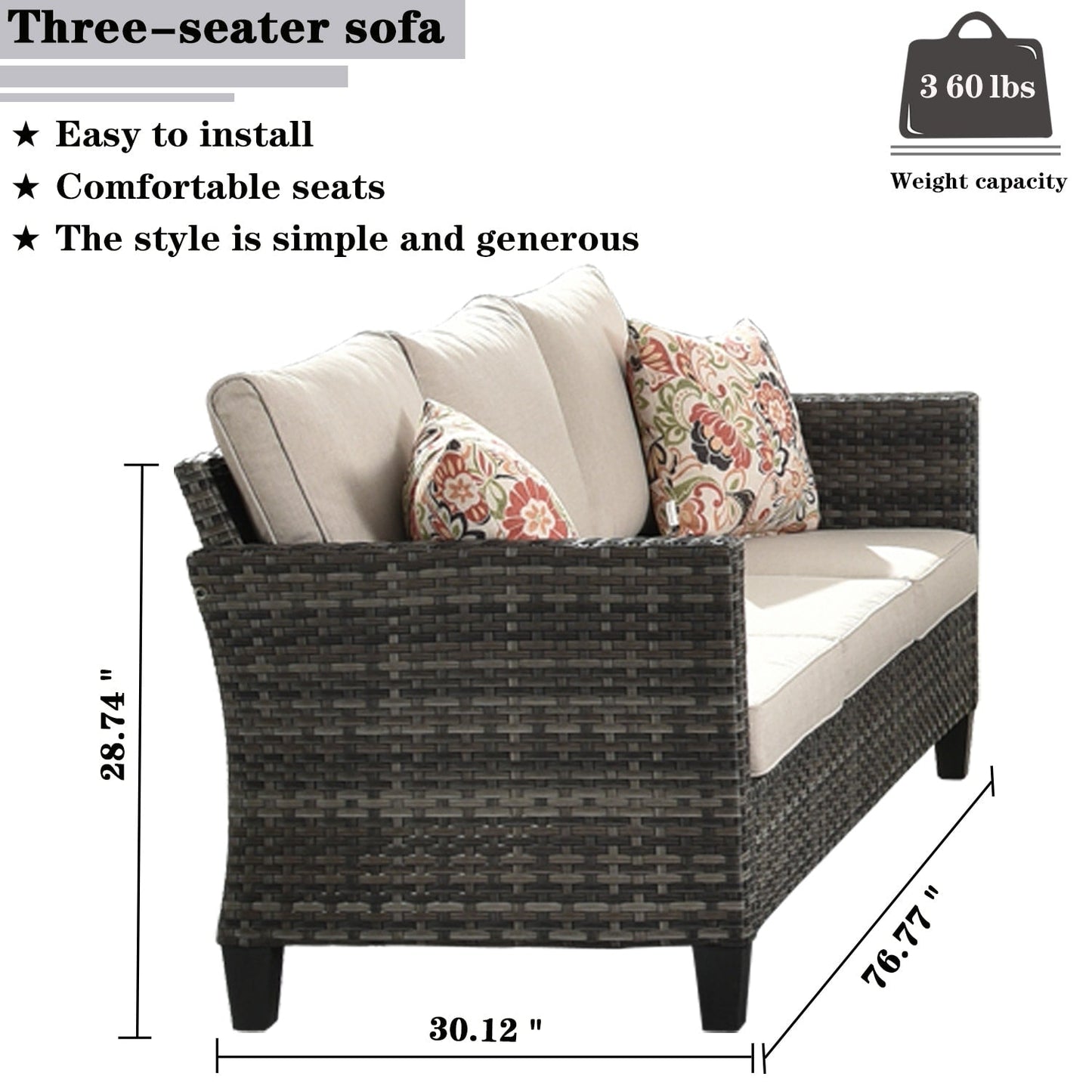 Set di mobili da giardino in vimini OVIOS da 7 pezzi con sedie a dondolo girevoli