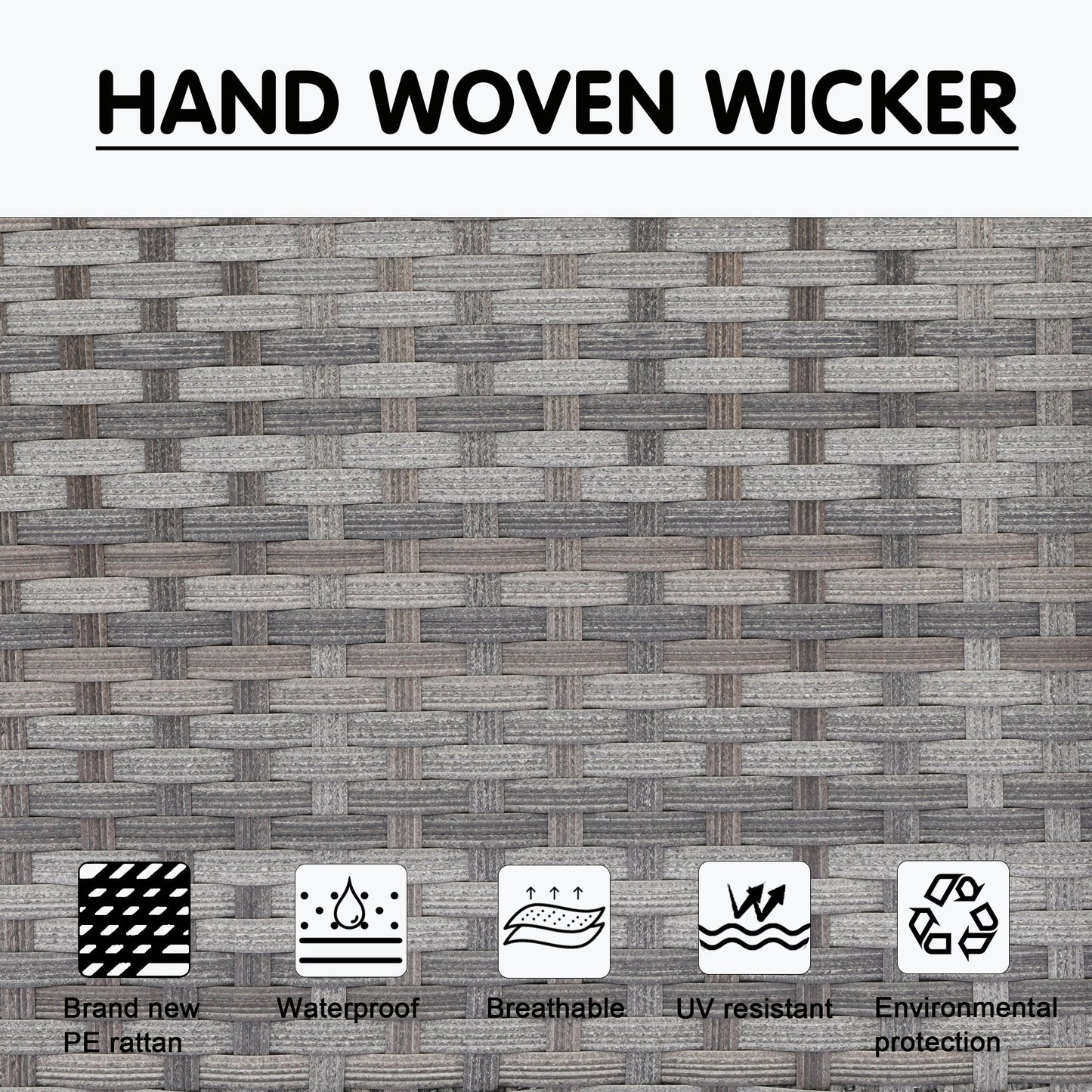 Set di 9 sedie a dondolo girevoli in vimini per patio OVIOS con tavoli con piano in vetro