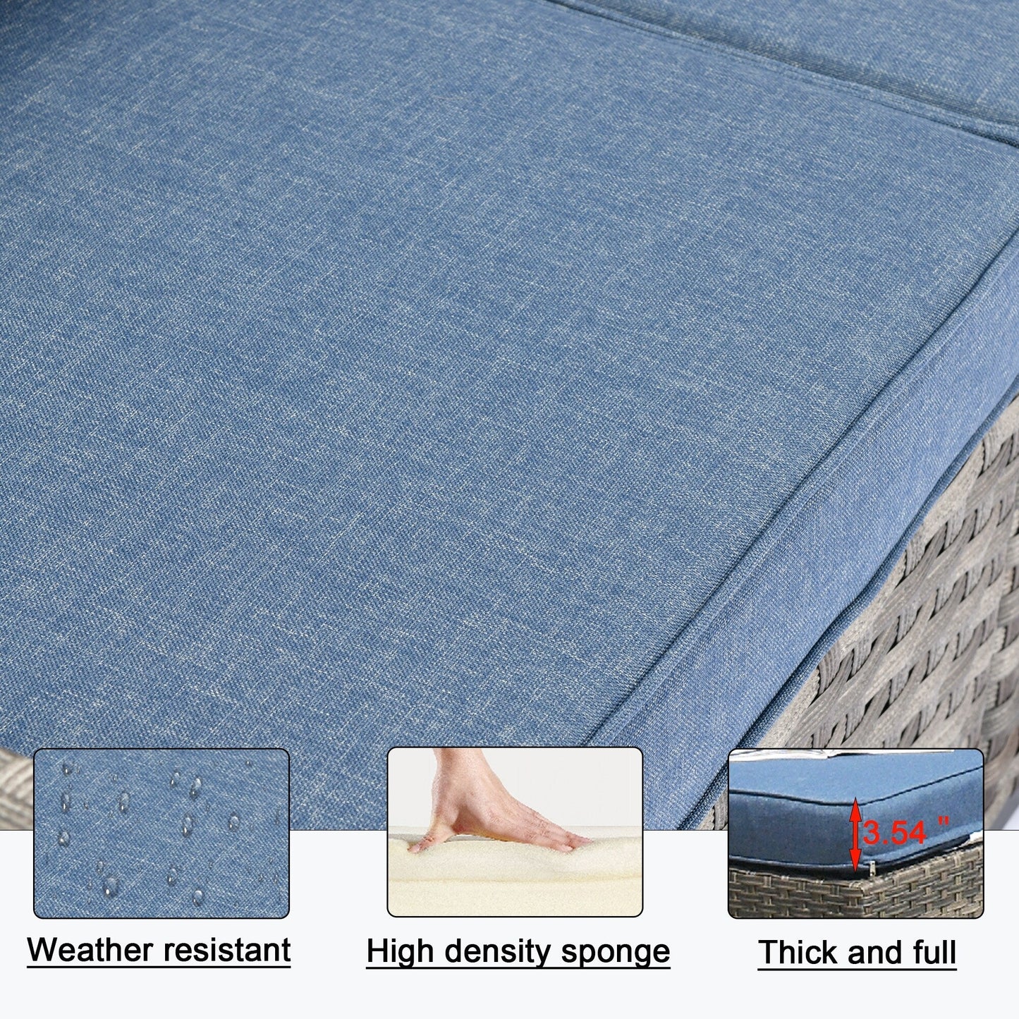 Set di 9 sedie a dondolo girevoli in vimini per patio OVIOS con tavoli con piano in vetro