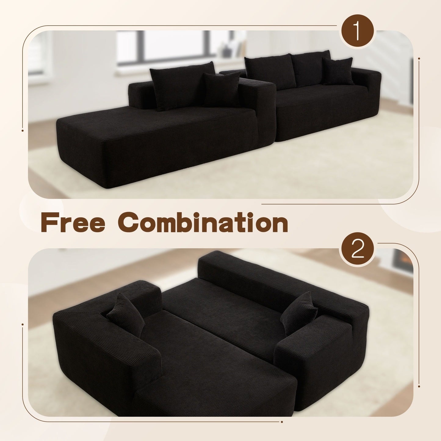 Divano chaise longue OVIOS Pit Stripes senza montaggio richiesto