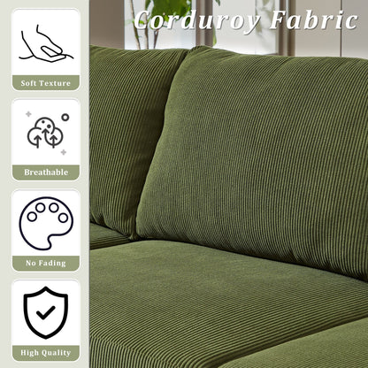 Divano chaise longue reversibile OVIOS con cuscini soffici e gambe in metallo