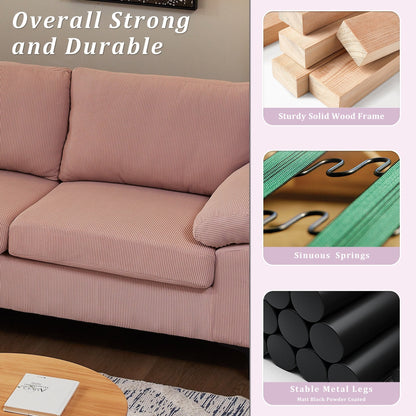 Divano chaise longue reversibile OVIOS con cuscini soffici e gambe in metallo