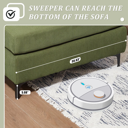 Divano chaise longue reversibile OVIOS con cuscini soffici e gambe in metallo