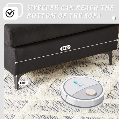 Divano chaise longue reversibile OVIOS con cuscini soffici e gambe in metallo