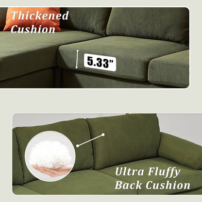 Divano chaise longue reversibile OVIOS con cuscini soffici e gambe in metallo