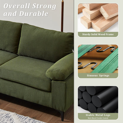 Divano chaise longue reversibile OVIOS con cuscini soffici e gambe in metallo