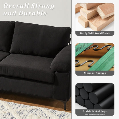 Divano chaise longue reversibile OVIOS con cuscini soffici e gambe in metallo