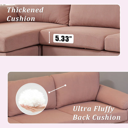 Divano chaise longue reversibile OVIOS con cuscini soffici e gambe in metallo