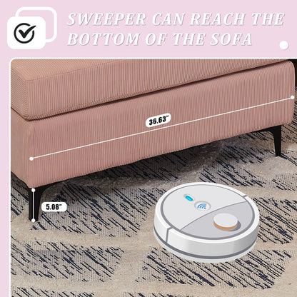 Divano chaise longue reversibile OVIOS con cuscini soffici e gambe in metallo