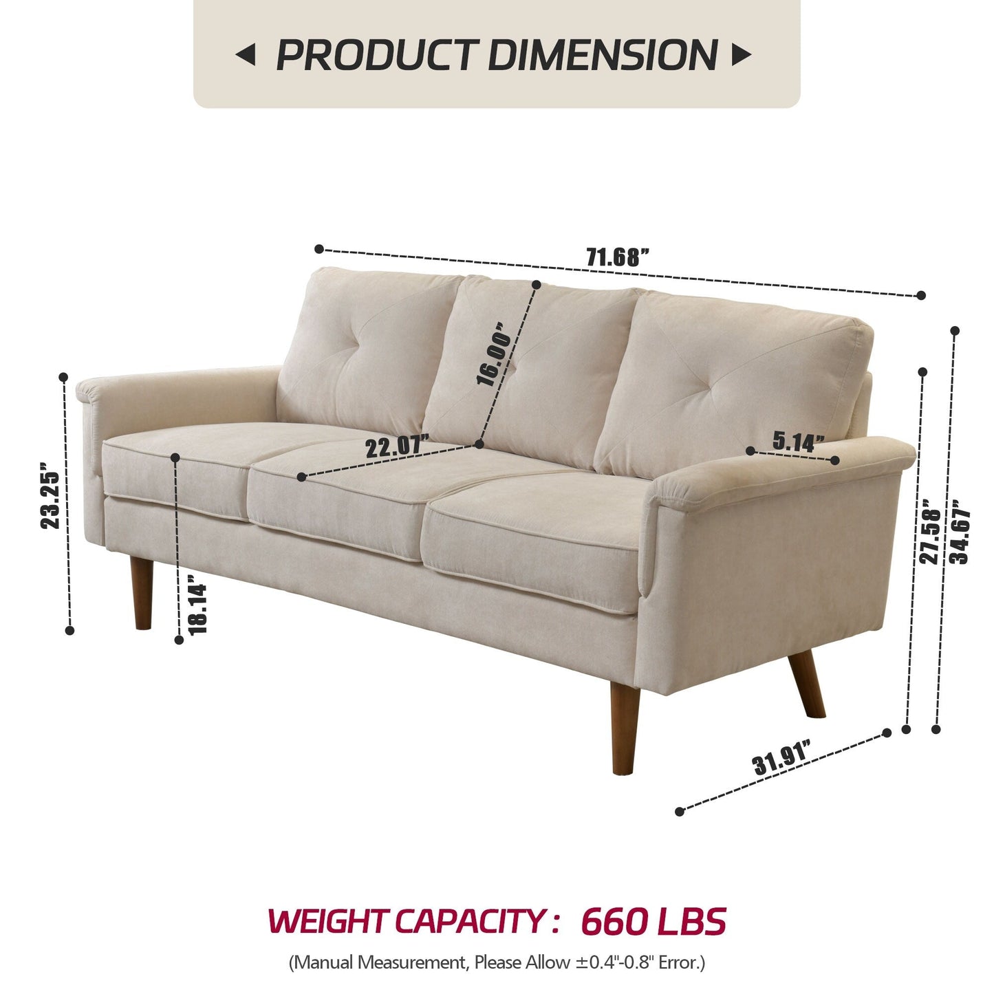Divano da interno con gambe in legno e cuscino OVIOS Rive Design