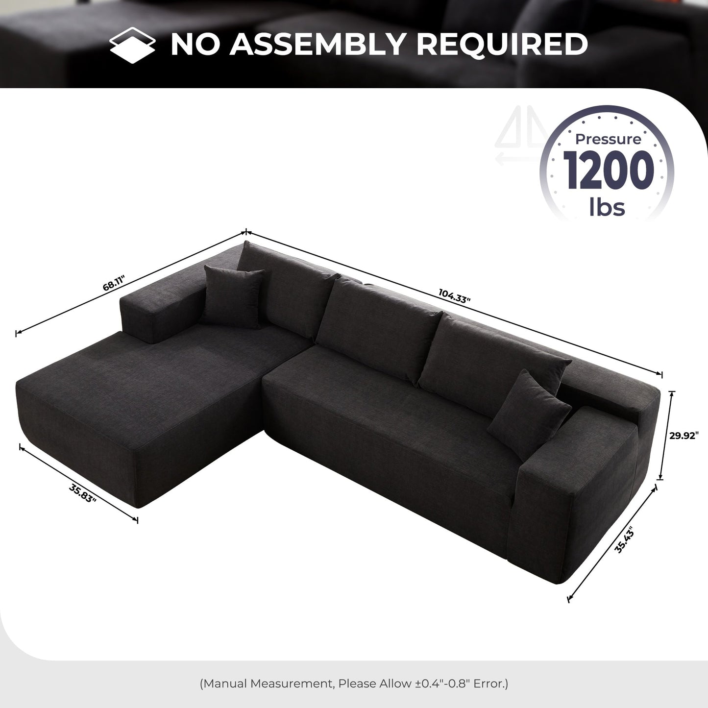 Divano chaise longue OVIOS antigraffio, non richiede montaggio