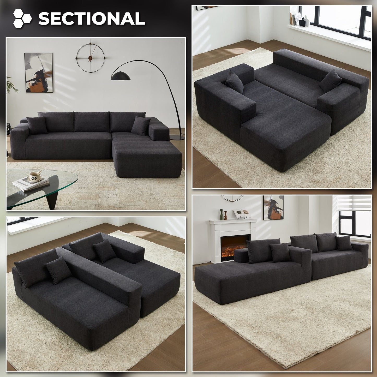 Divano chaise longue OVIOS antigraffio, non richiede montaggio