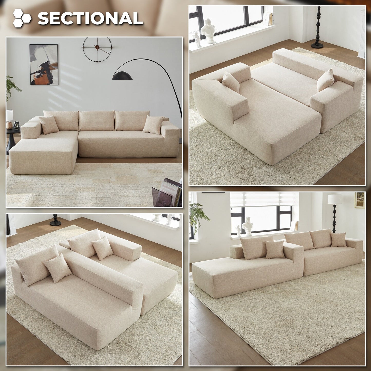 Divano chaise longue OVIOS antigraffio, non richiede montaggio