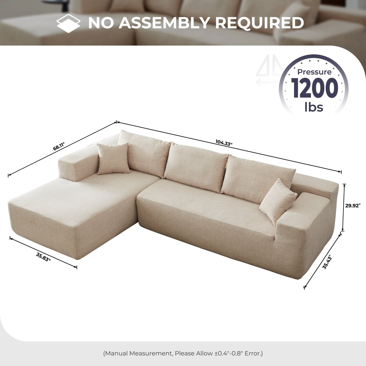 Divano chaise longue OVIOS antigraffio, non richiede montaggio