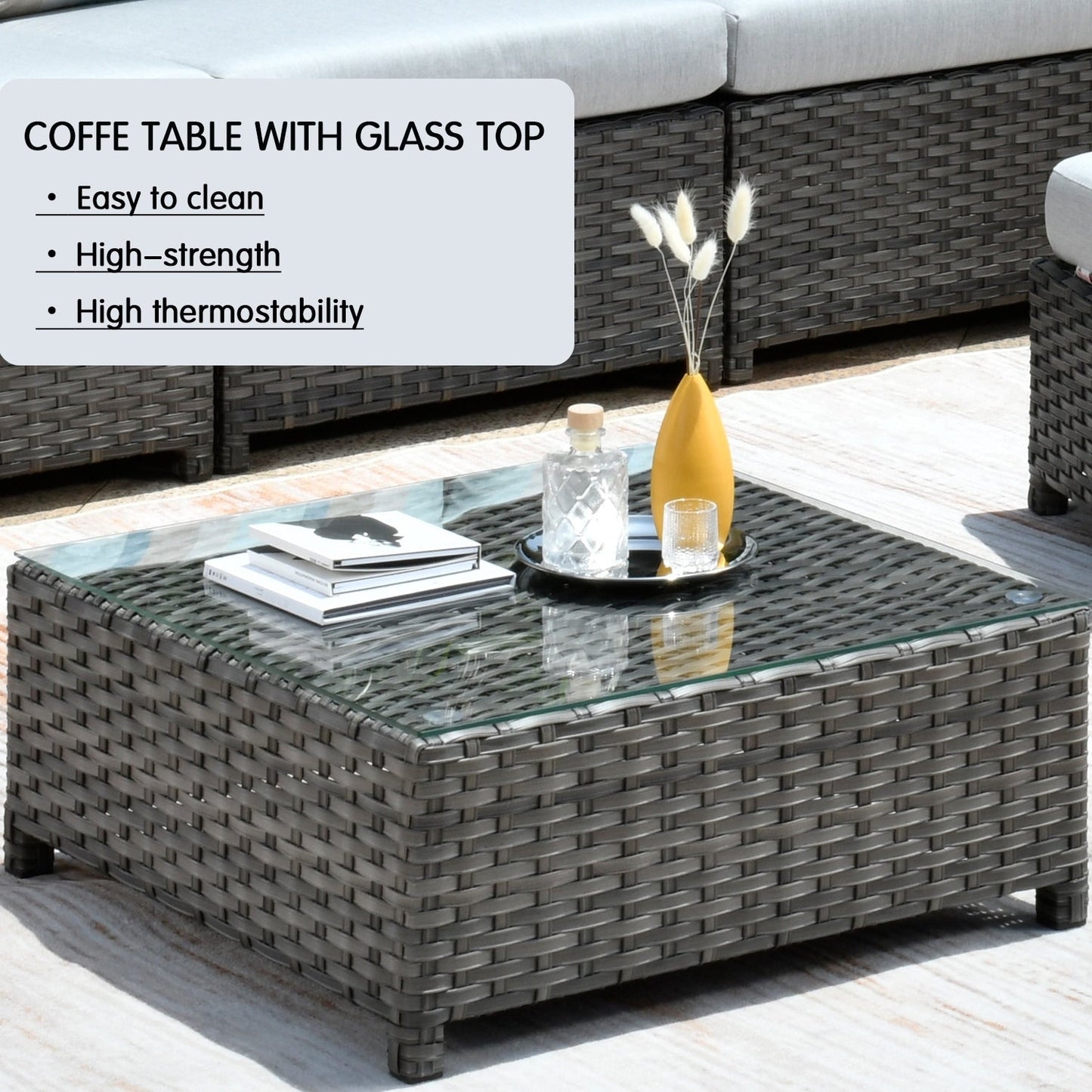 Set da esterno componibile OVIOS in tessuto Sunbrella da 9 e 12 pezzi