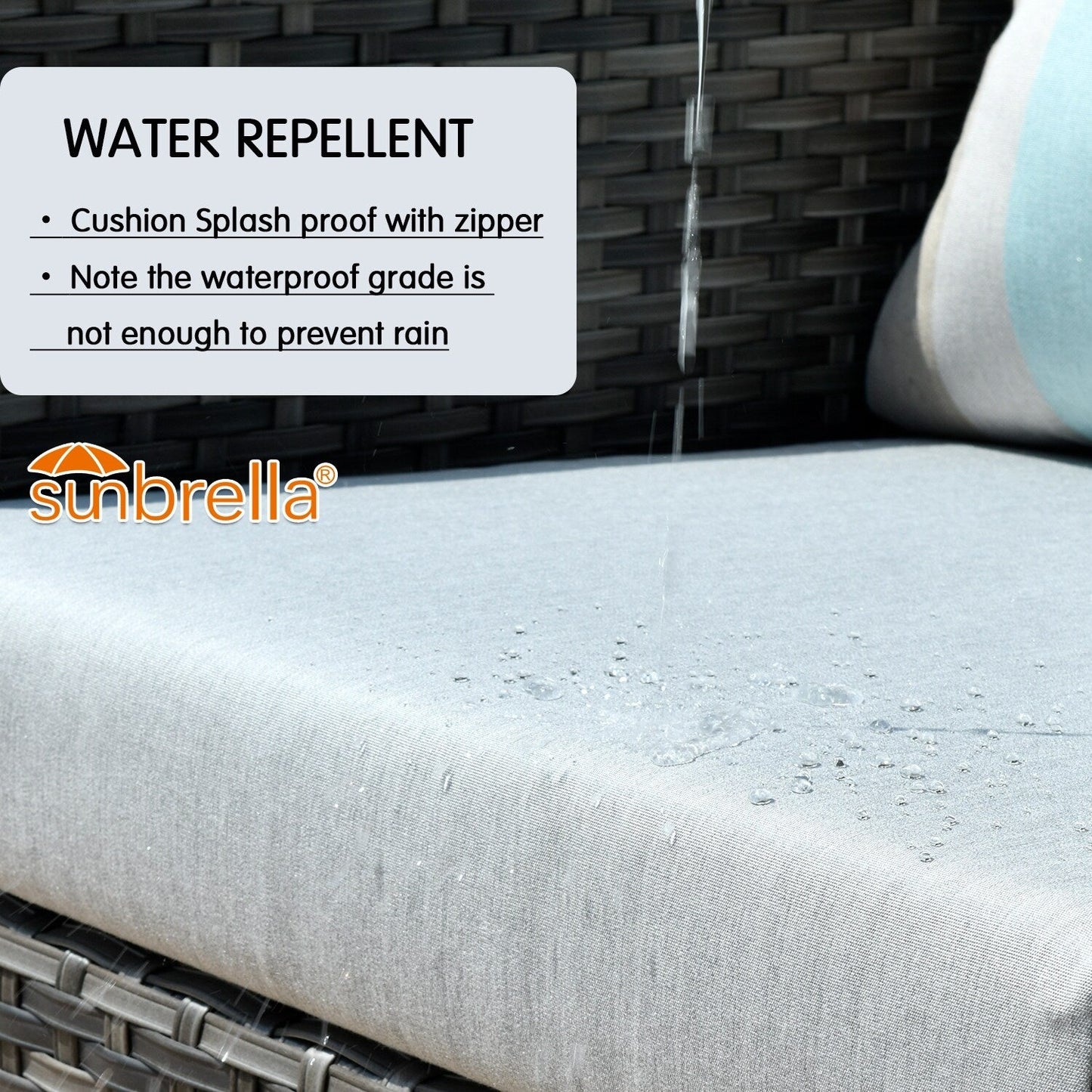 Set da esterno componibile OVIOS in tessuto Sunbrella da 9 e 12 pezzi