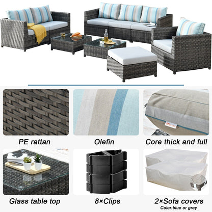 Set da esterno componibile OVIOS in tessuto Sunbrella da 9 e 12 pezzi