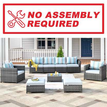 Set da esterno componibile OVIOS in tessuto Sunbrella da 9 e 12 pezzi