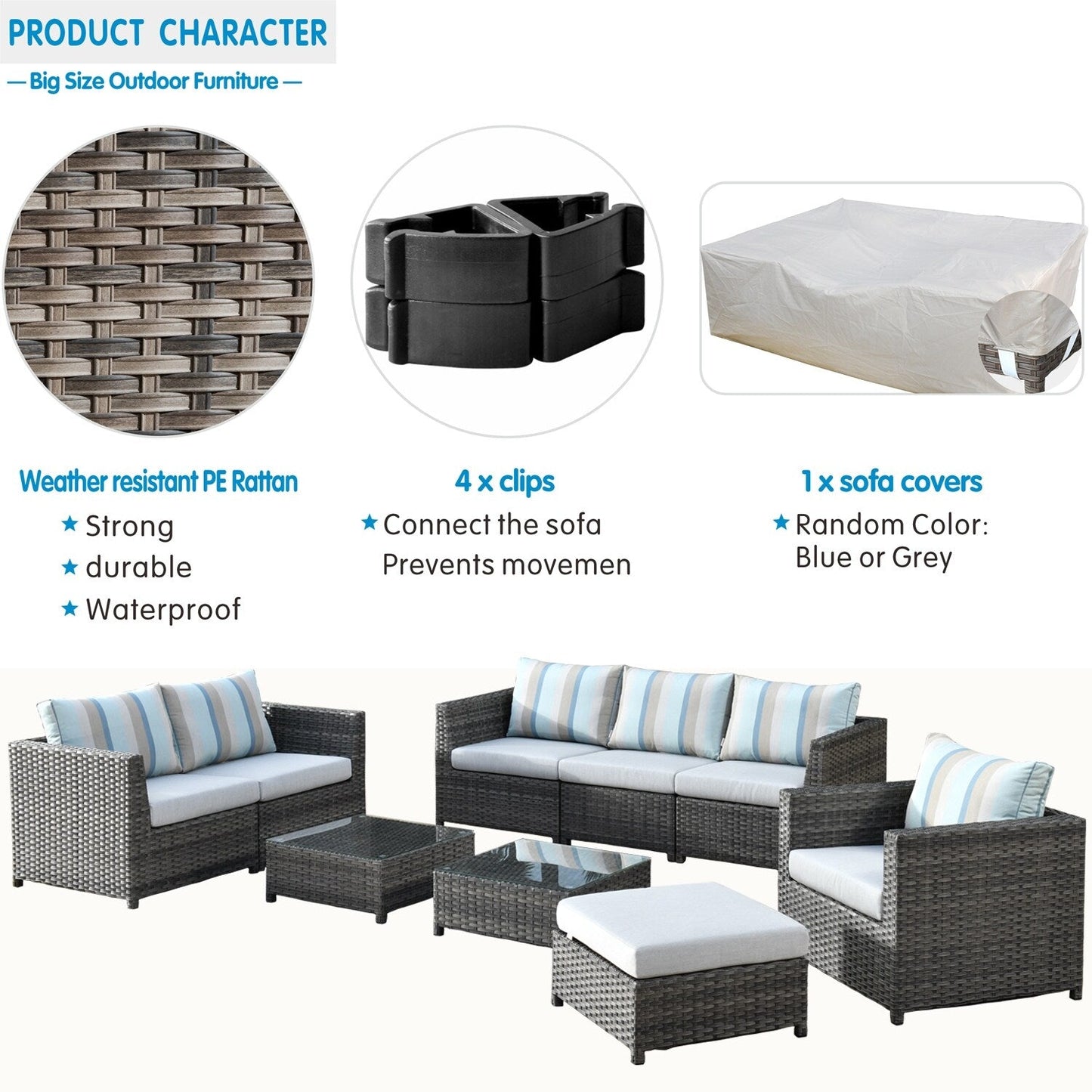 Set da esterno componibile OVIOS in tessuto Sunbrella da 9 e 12 pezzi