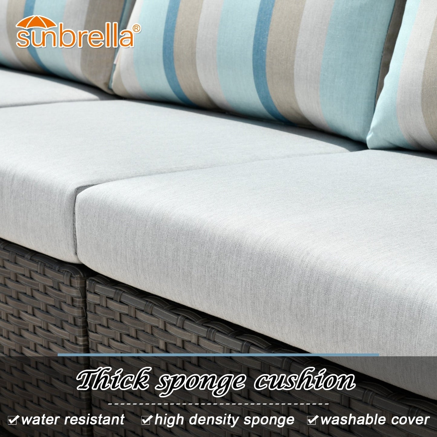 Set da esterno componibile OVIOS in tessuto Sunbrella da 9 e 12 pezzi