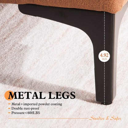Divano chaise longue reversibile OVIOS Mid-Century in pelle scamosciata con gambe in metallo