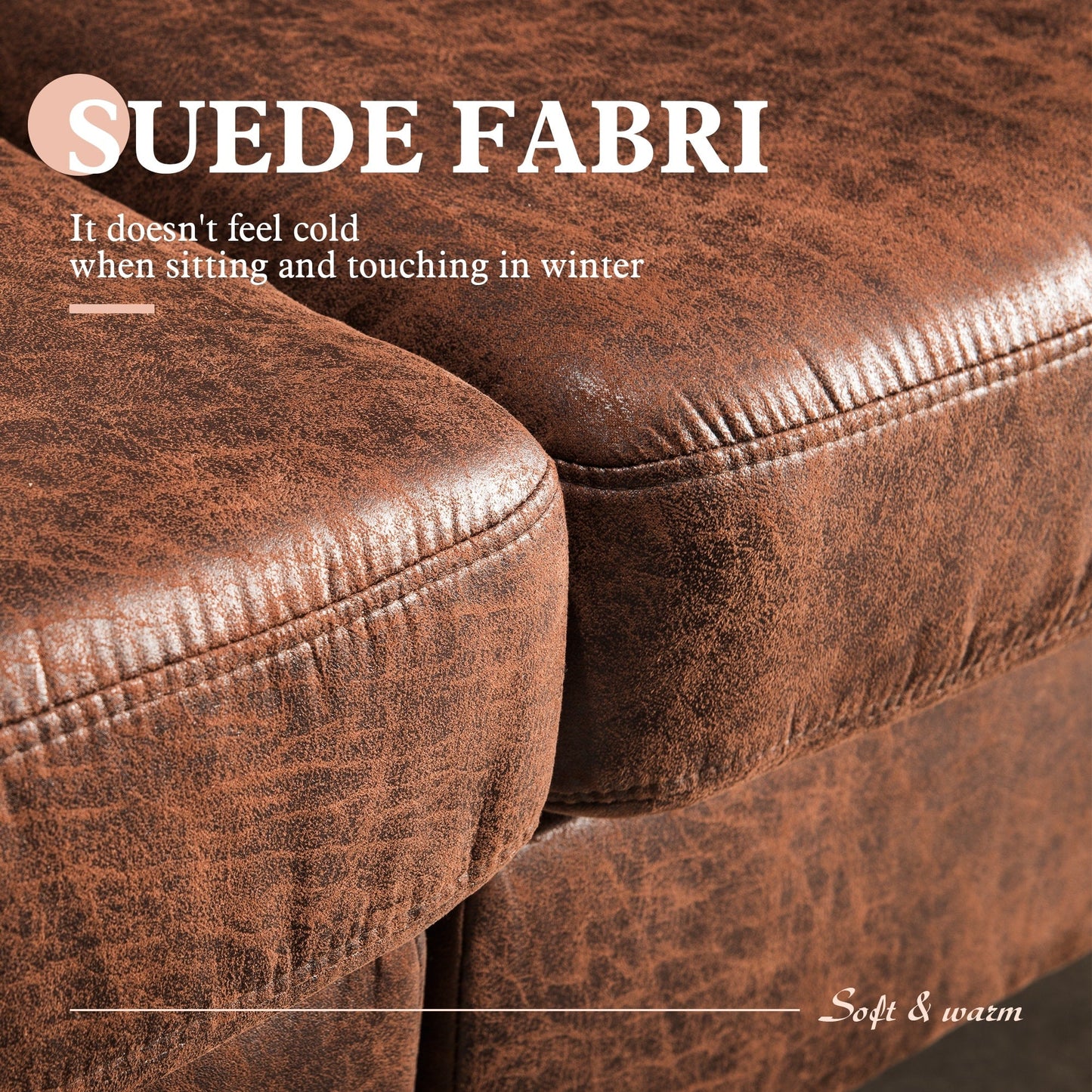 Divano chaise longue reversibile OVIOS Mid-Century in pelle scamosciata con gambe in metallo