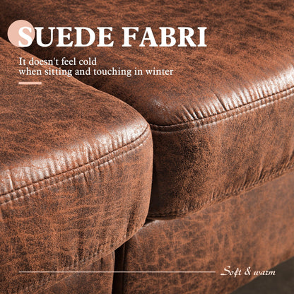 Divano chaise longue reversibile OVIOS Mid-Century in pelle scamosciata con gambe in metallo