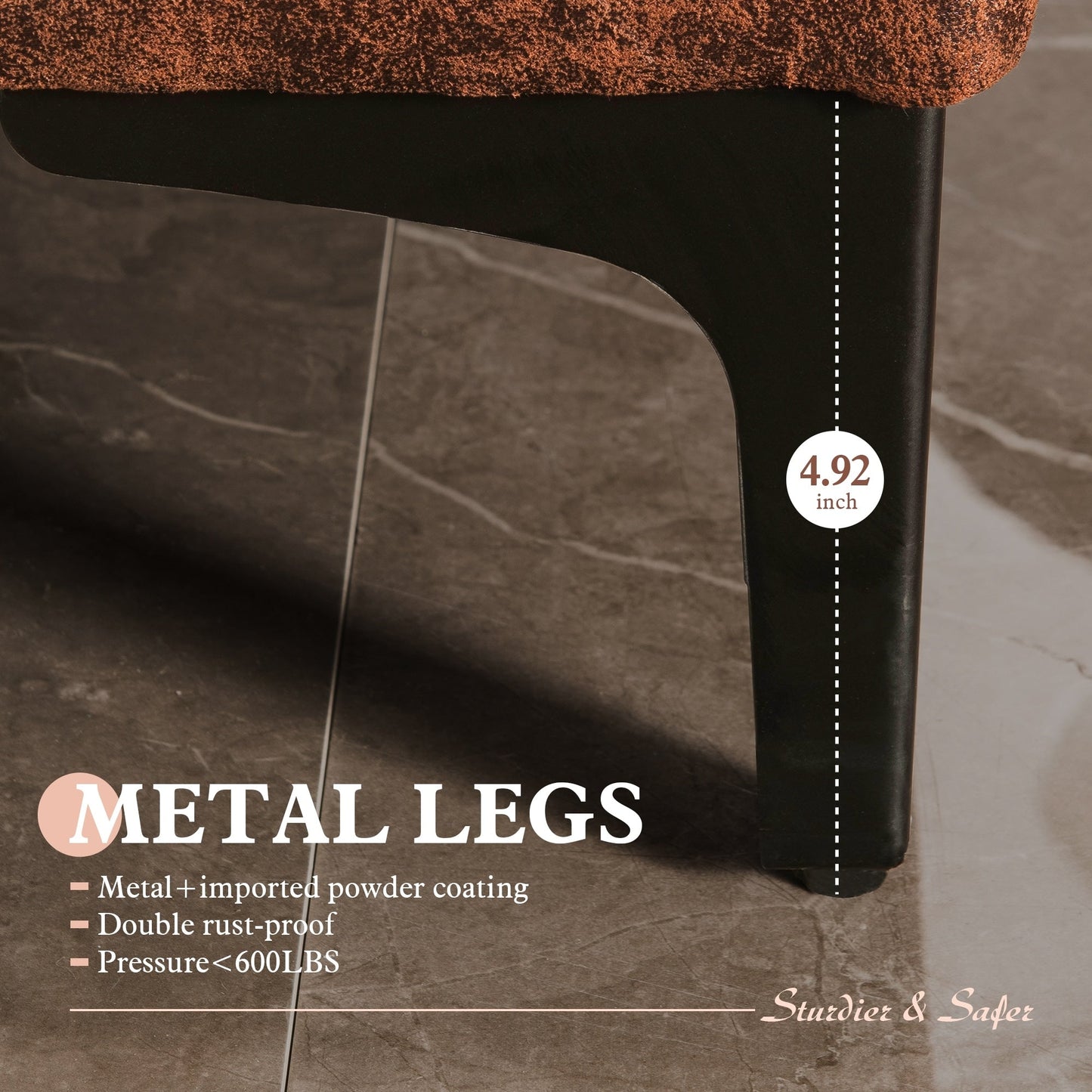 Divano chaise longue reversibile OVIOS Mid-Century in pelle scamosciata con gambe in metallo