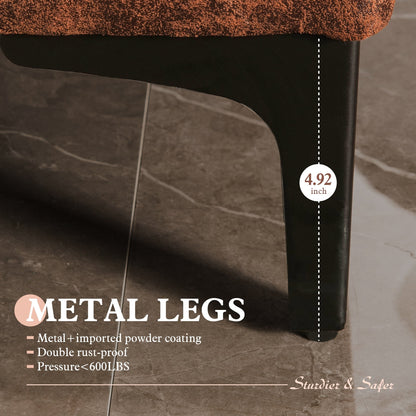 Divano chaise longue reversibile OVIOS Mid-Century in pelle scamosciata con gambe in metallo