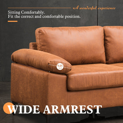 Divano chaise longue reversibile OVIOS Mid-Century in pelle scamosciata con gambe in metallo