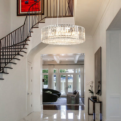 Lampadario moderno rotondo in cristallo OYIPRO da 6/8/12 luci a forma di tamburo per isola cucina