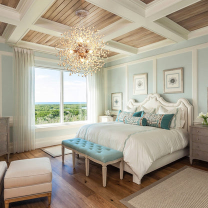 Lampadario moderno a forma di fuoco d'artificio Sputnik di OYIPRO con illuminazione a sospensione in cristallo