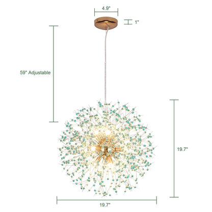 Lampadario moderno a forma di fuoco d'artificio Sputnik di OYIPRO con illuminazione a sospensione in cristallo