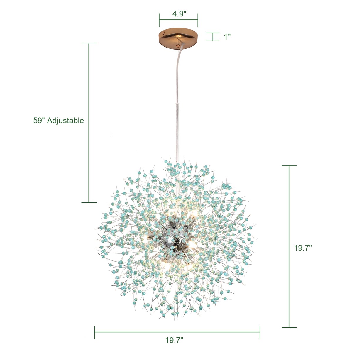 Lampadario moderno a forma di fuoco d'artificio Sputnik di OYIPRO con illuminazione a sospensione in cristallo