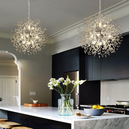 Lampadario moderno a forma di fuoco d'artificio Sputnik di OYIPRO con illuminazione a sospensione in cristallo