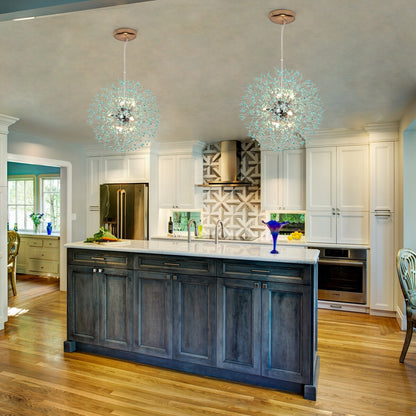 Lampadario moderno a forma di fuoco d'artificio Sputnik di OYIPRO con illuminazione a sospensione in cristallo