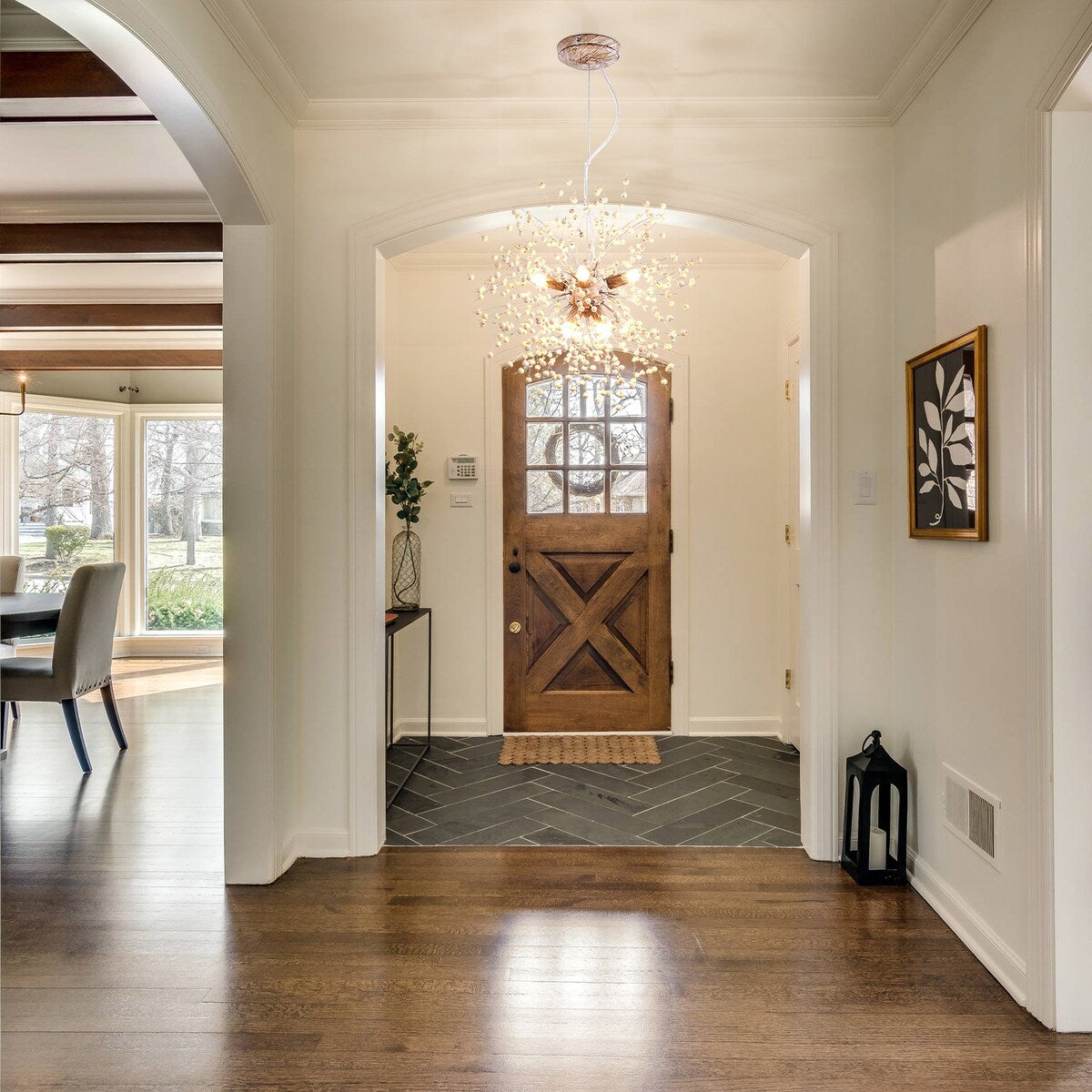 Lampadario moderno a forma di fuoco d'artificio Sputnik di OYIPRO con illuminazione a sospensione in cristallo