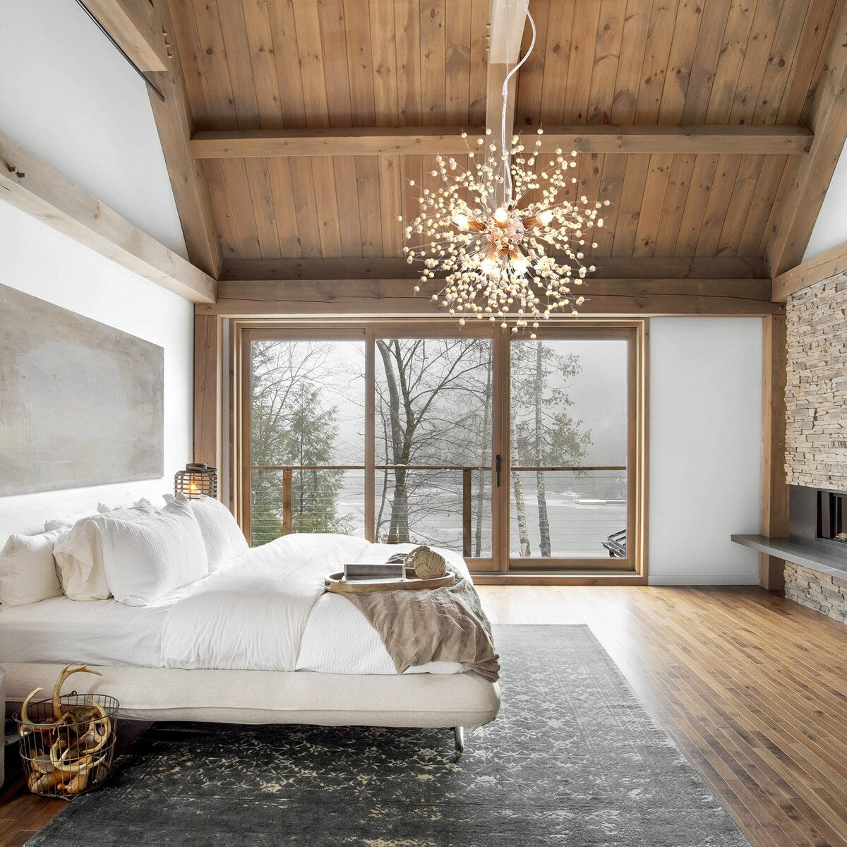 Lampadario moderno a forma di fuoco d'artificio Sputnik di OYIPRO con illuminazione a sospensione in cristallo