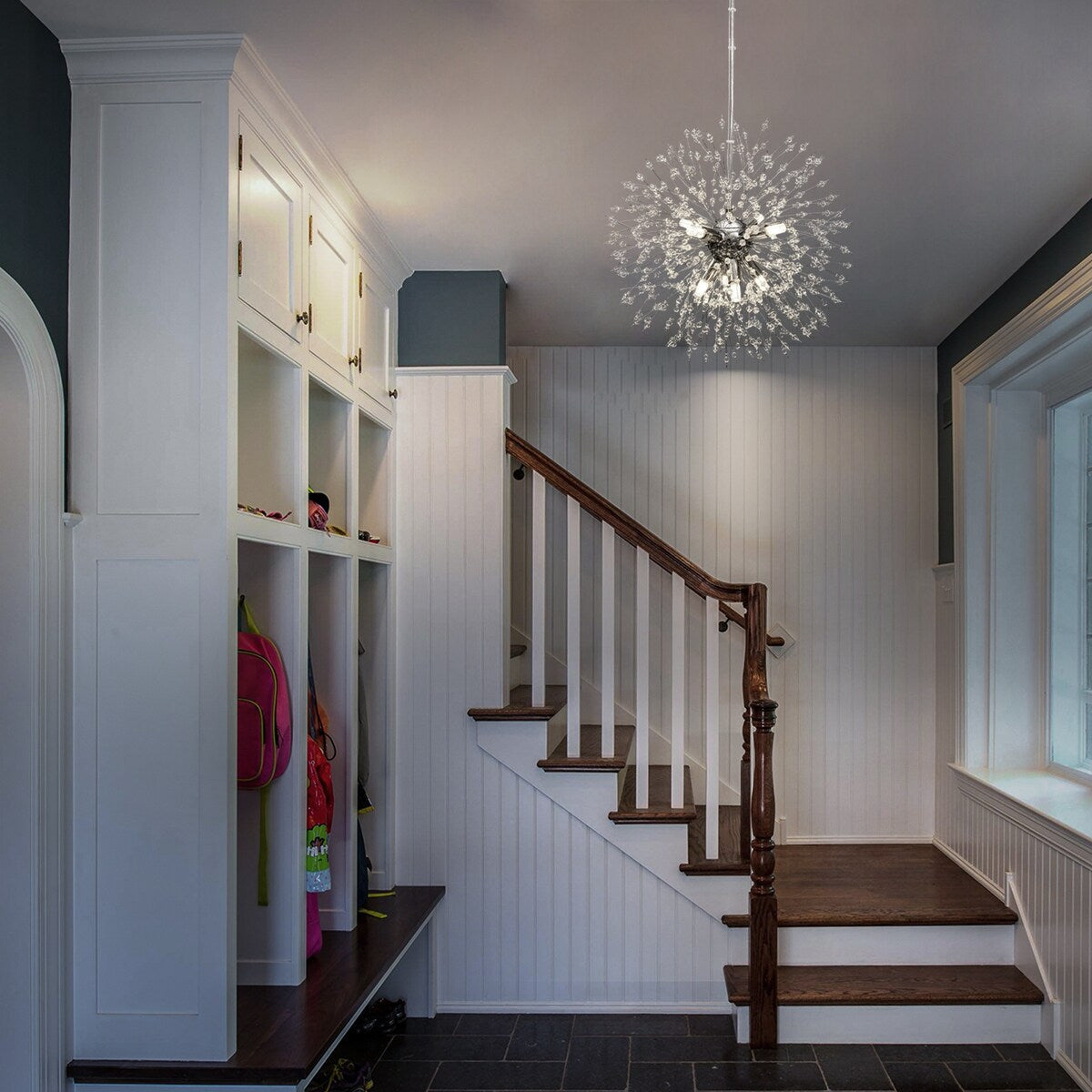 Lampadario moderno a forma di fuoco d'artificio Sputnik di OYIPRO con illuminazione a sospensione in cristallo