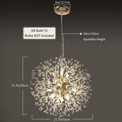 Lampadario moderno a forma di fuoco d'artificio Sputnik di OYIPRO con illuminazione a sospensione in cristallo